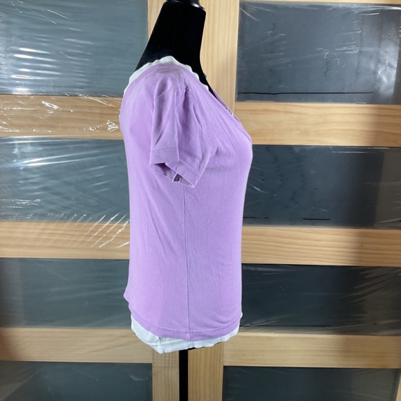 Esprit Double V-Neck Tops- Lilac & White Vintage Set - Picture 4 of 11